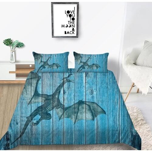 Blue Board Bedding Set Artistic Creative Fashionable Duvet Cover 3D Dragon King Queen Twin Full Single Double Soft Bed Set