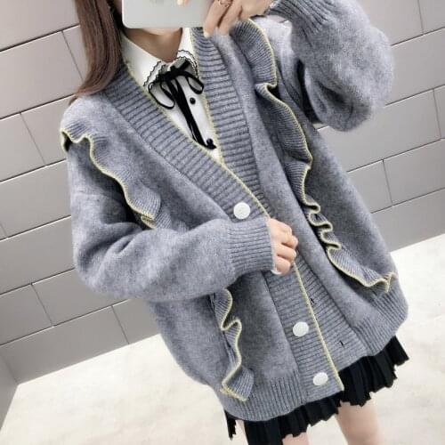 2019 Korean Women Sweater Cardigan Design Female Knitted Cardigan Knit Sweater Autumn Winter Fashion Loose Warm Cardigan Tops