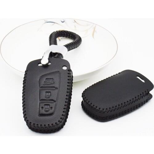 Leather Car Key Cover Case For Hyundai Santa Fe 2015 Equus Azera Genesis Grand ix45 Centennial Tucson ix25 ix35 Solaris i30 i20