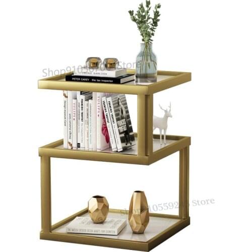 Creative Sofa Side Table Nordic Double Marble Small Coffee Table Simple Modern Bedroom Side Cabinet Corner Table Home Living Roo
