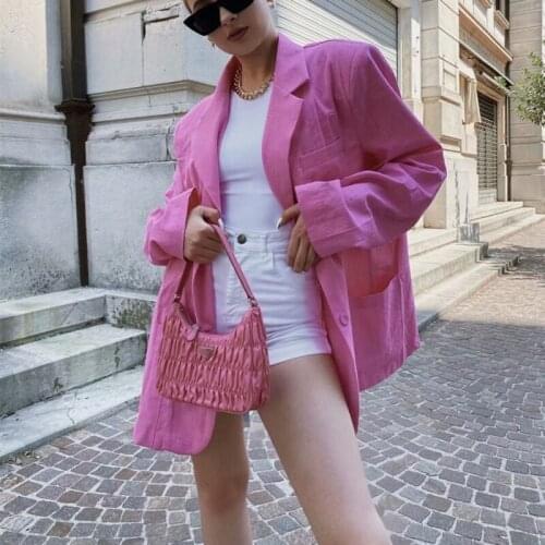 Nice Casual Woman Pink Oversized Cotton Jackets New Spring Vogue Ladies Soft Loose Outwear Female Sweet Cool StreetWear Coats