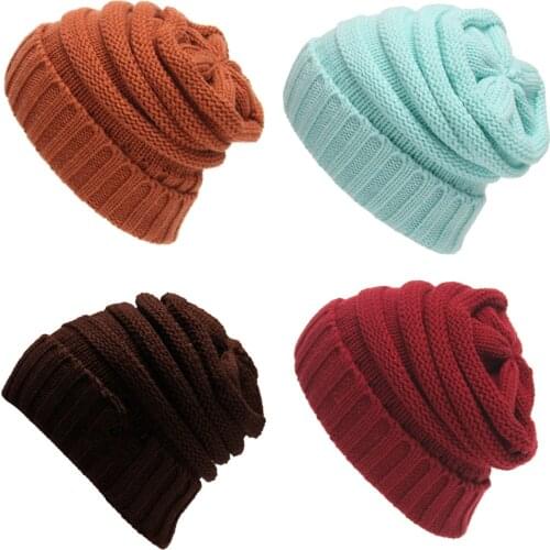 Fashion Mans Women Winter Warm Beanies Solid Color Cap Knitted Skullies Casual Hat Striped Caps Slouchy Cap Unisex Hats