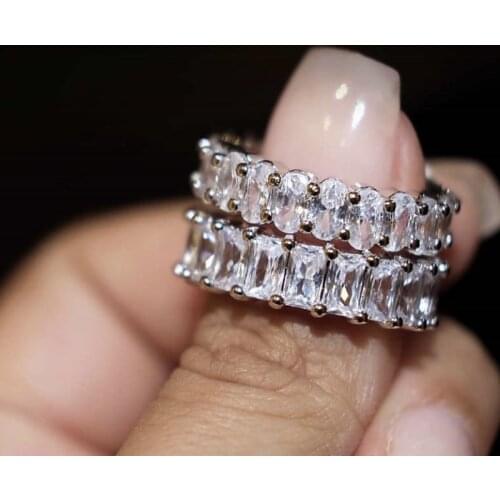 925 Sterling SILVER PAVE shine Created Diamond Cocktail ENGAGEMENT WEDDING Rings Women Men Handmade Band Ring Finger JEWELRY