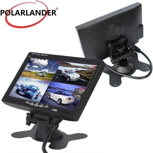 PolarLander DC12V-24V 7" LCD 4CH Video input Car Video Monitor For Front Rear Side View Camera Quad Split Screen 6 Mode Display