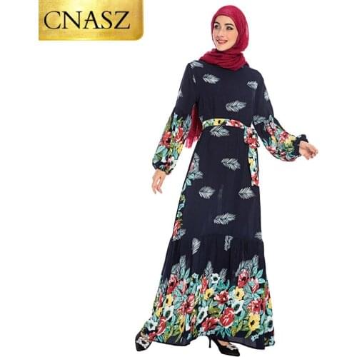 Latest Muslim Women Maxi Skirt Kaftan Abaya Dubai Arabic Islam Turkey Muslim Women Printed Velvet Islamic Long Maxi Dress