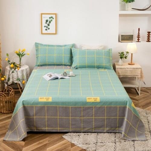 Plaid King Queen Bed Sheet Elastic 100% Cotton Bedspreads Floral Washable Fitted Sheets No Fade No Pilling Durable Bed Linens