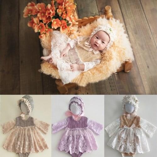 Newborn Photography Props for Baby Girl Luxury Lace Outfits Dress Headband Fotografia Accessories Studio Photo Prop Costume Bebe