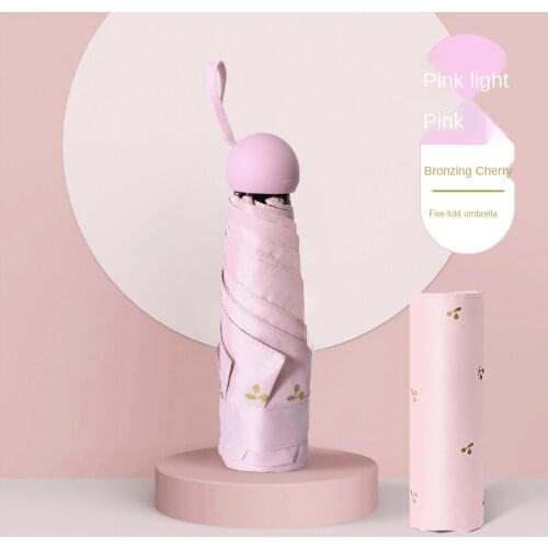 Umbrella Five Folding Sun Umbrella Sun protection UV umbrella girl small portable rain two-use capsule umbrella