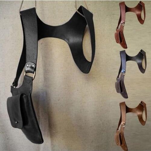 Medieval Gothic Punk PU Shoulder Guard Accessory Metal Retro Shoulder Armors Strap Set Arm Protector & Belt Bag