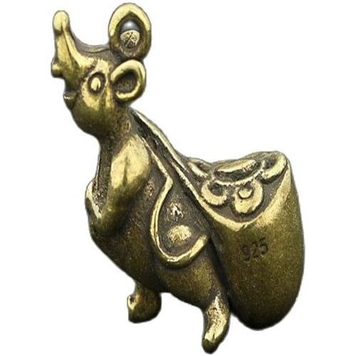Brass bag counting money Zodiac rat handle hanging piece