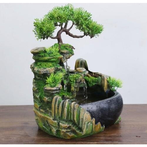 JOYLIVE Fortune Feng Shui Office Table Decoration LED Light Discoloration Spray Waterfall Water Fountain