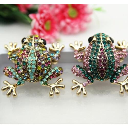 Creative Exaggeration Frog Brooch Personality Inlay Zircon Mens and Womens Brooch Trendy Hip Hop April Fools Day Jewelry Gift