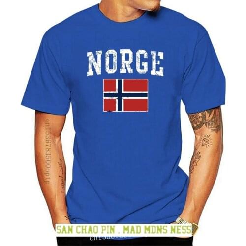 Vintage Norge Flag Of Norway Norwegian Shirt Casual Plus Size T-shirts Hip Hop Style Tops Tee S-2xl