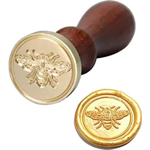 Wax Seal Stamps Bee Sealling Wax Stamp 25mm Wax Sellos Wood Handle for DIY Scrapbooking Wedding Party Invitation Card Tools