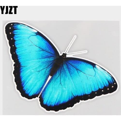 YJZT 16.8×13.7CM Blue Flash Butterfly Creative Decoration Auto Window Door Decals Cartoon Car Stickers 21A-0097