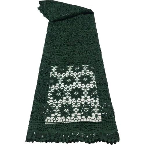 Green French Sequins Guipure Cord Lace Fabric 2021 High Quality African Water Soluble Lace Fabrics Embroidery For Nigerian Dress