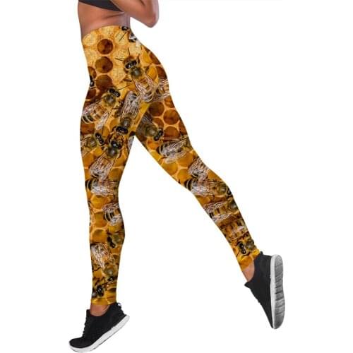 CLOOCL Women Leggings Beautiful Bee Printed High Waist Elasticity Legging 3D Animal Fitness Pant for Female Jogging Pants