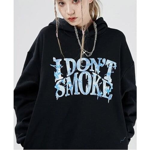 Women Hoodies Korean Streetwear Sweatshirt No smoking Hip Hop Long Sleeve Hoody Womens Y2k Clothes Punk Jacket Outwear