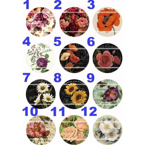 Handmade Colorful picture Round Glass Cabochons Refrigerator magnet for Necklace Decoration and Phone Chain Accessaries194