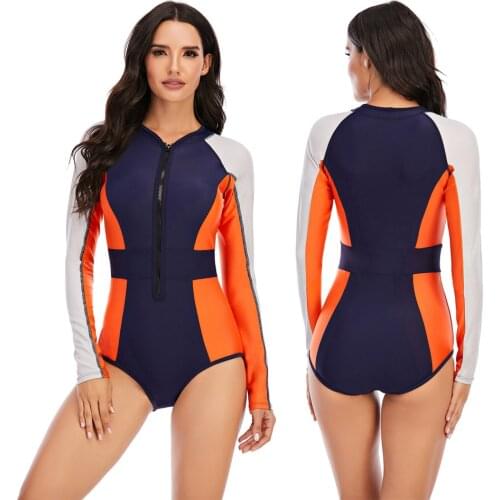 New Surfsuit Women Swimsuit One Piece Swimwear Surfing Suits Long Sleeve Swimming Bathing Floral Beachwear Wear For Female