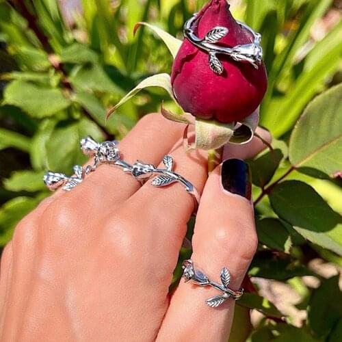 New Fashion Open Thorns Rose Open Ring for Women Gold Color Vintage Gothic Metal Flower Ring 2021 Popular Jewelry Accessories