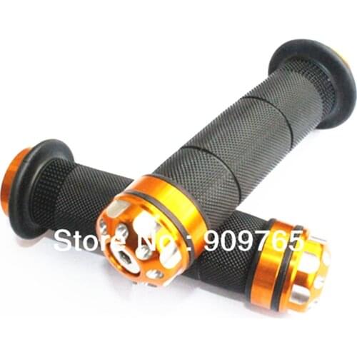 Pair Gold 7/8" Rubber Handlebar HandGrips W/ Barend For Sports Bike Dirt Bike Honda Yamaha Suzuki Bobber Buell Triumph Victory