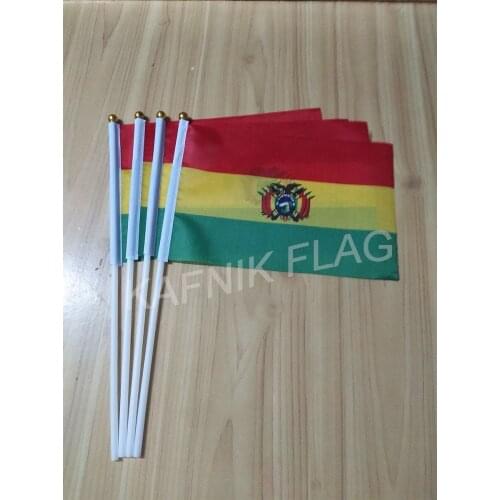KAFNIK,10/20/50/100pcs the Small Bolivia flag 14*21CM bolivia Flag the hand national flag with Pole Handing flag
