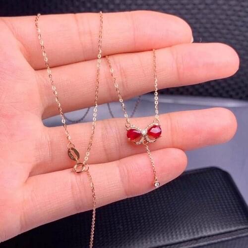 100% Real 18K Gold Natural And Real Ruby Pendant Ruby necklace For Women