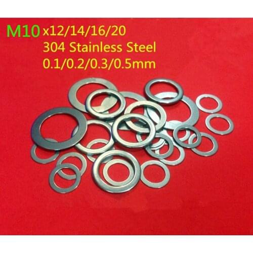 100Pcs M10 M11 flat Thin washer shim 0.1 0.2 0.3 0.5mm 304 Stainless Steel Ultra-thin Flat Washer Gasket Gap Adjustment washer