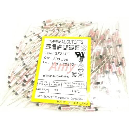 200pcs/lot Temperature fuse 216 degrees 10A 250V SF214E 216 metal shell thermal protection SEFUSE