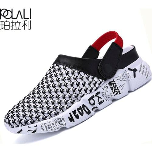 2020 Man Summer Sandals Plus Size Croc Mens Casual Shoes Aqua Fishing Quick-drying Men Slippers Light Soft Mesh Male Sandals B9
