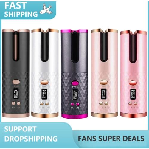 Cordless Auto Hair Curler Portable Hair Curling Recharger Automatic Curling Iron Wireless USB Rechargeable Cordless Curling Iron