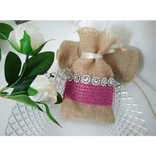 Free shipping Burlap bag Candy Bag burlap bag purple beads bag