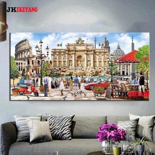 Large 5D Diy diamond painting Street view of London, Paris, Rome Diamond Mosaic Rhinestone Embroidery cross stitch Y4474