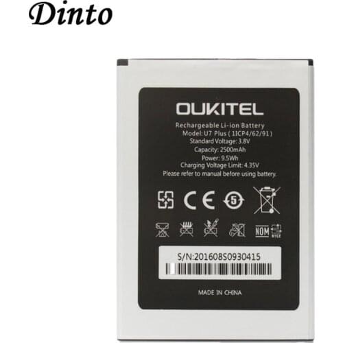 Dinto 1pc New 2500mAh Oukitel U7plus Phone Battery U7 Plus Replacement Backup Batteries for Oukitel U7 plus Mobile Phone