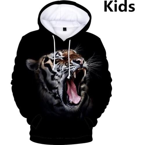 3 To 14 Years Kids Hoodie 3D Printed Tiger Lion Dog Gorilla Hoodies Sweatshirt Boys Girls Fashion Jacket Tops Children Clothes