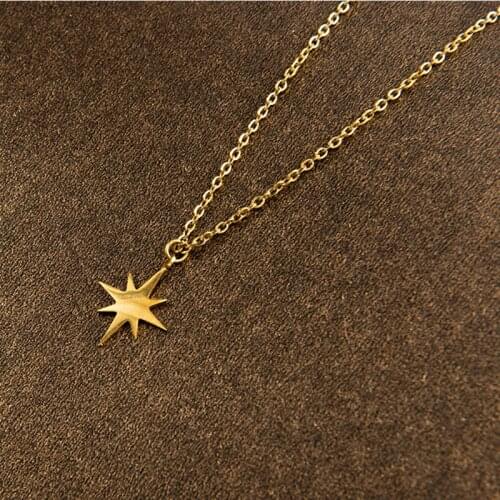 European And American Six-Pointed Star Sun Clavicle Chain Stainless Steel Pendant Necklace Simple And Fashionable
