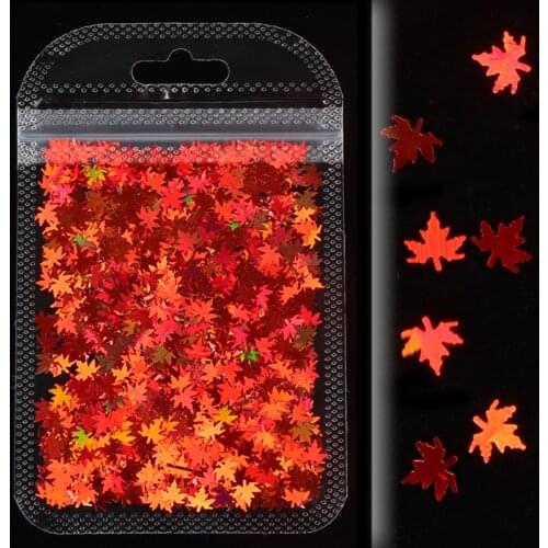 Holographic Glitter Maple Leaf Sequins Slime Filling Epoxy Resin Mold Decoration Fall Leaves Nail Art Flakes DIY Crafts Supplies