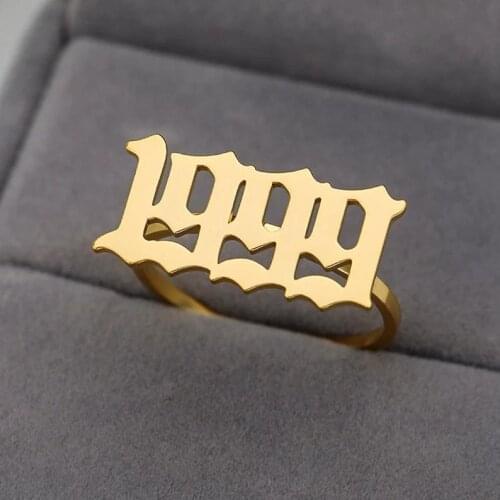 Old English Ring Number Ring Year 1995to2019 Rings19981999 Number Ring Stainless Steel Rings Gold Jewelry