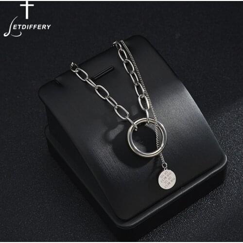 Letdiffery 2021 New Fashion Round Pendent Necklace Stainless Steel Women Multi Layer Necklaces Jewelry for Girls Birthday Gift