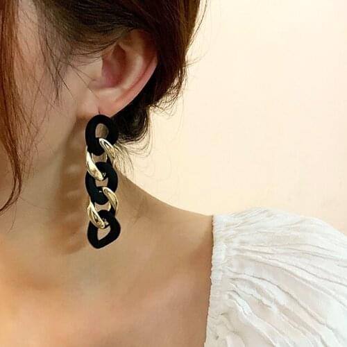 Korea Exaggerated Acrylic Geometric Drop Earrings Trendy Vintage Resin Long Chain Dangle Earrings for Women Boho Brincos 2020