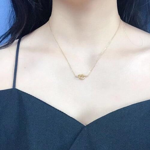 Creative Stainless Steel French Knot Pendant Necklace Gold Fashion Titanium Clavicle Chain Necklace For Women Jewelry Gifts