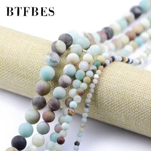 BTFBES Dull Polish Amazonite Stone Scrub Natural Stone Round Matte Beads For Jewelry Making DIY Necklace Bracelet 4/6/8/10/12mm