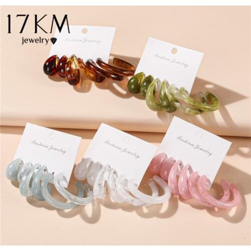 Trendy Resin Acrylic Hoop Earrings Set For Women Vintage Geometirc Round Circle Hoop Earrings 2021 NEW Jewelry Gift