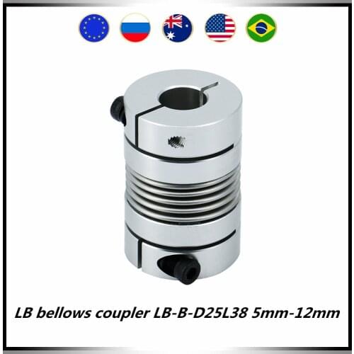 LB bellows coupler LB-B-D25L38 5mm-12mm inner hole rated torque 2Nm Aluminum Alloy Shaft Coupler