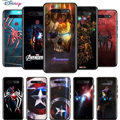 Marvel Avengers Infinity Gauntlet Logo For LG G8 G8S G8X V30 V30S V40 V50 V50S V60 Q60 ThinQ 5G TPU Silicone Black Phone Case