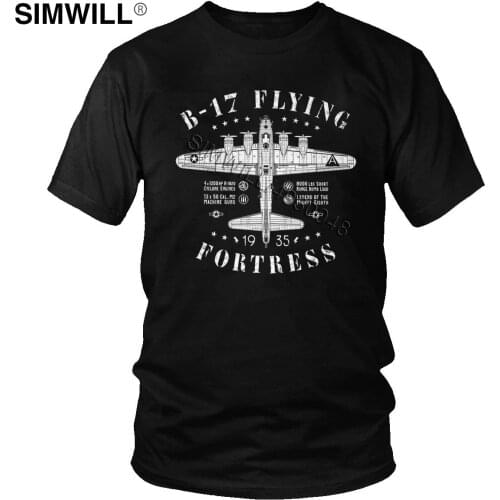Mens Spitfire B-17 Flying Fortress T Shirt Fashion Supermarine Fighter Plane Pilot Aircraft T-Shirt Short Sleeves Cotton Tee