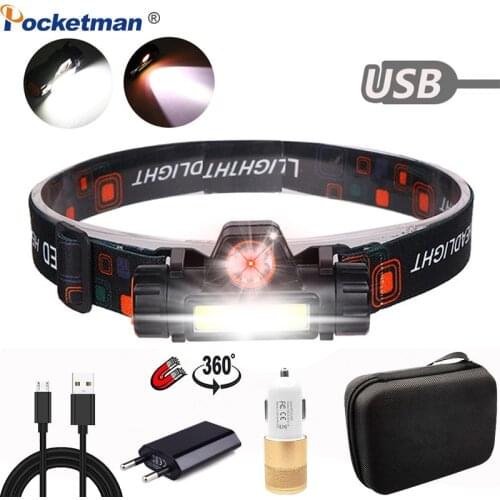 8000LM Headlamp Portable Powerful LED USB Rechargeable XPE+COB Headlight Built-in Battery Waterproof Head Torch Head Lamp