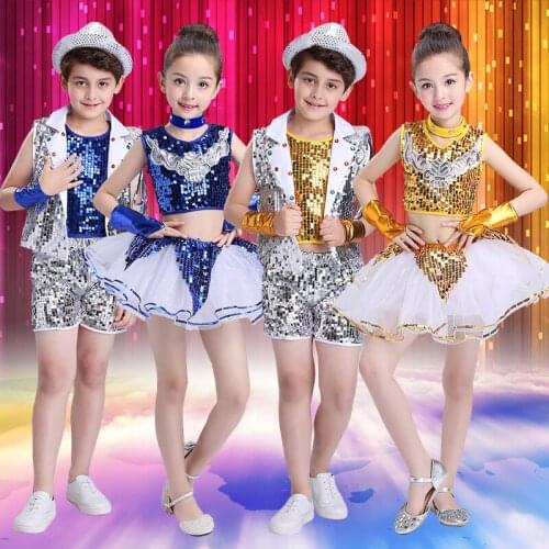 New Children Jazz Dance Costume for Show Kids Hip Hop Dance Costumes Girl Boy Street Dance Clothing Compeition Outfit Cloth 90