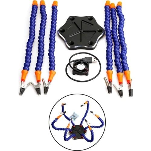 Soldering Iron Helping Holder Third Hand 6 Flexible Arms Soldering Station Welding Tool Set with USB Fan